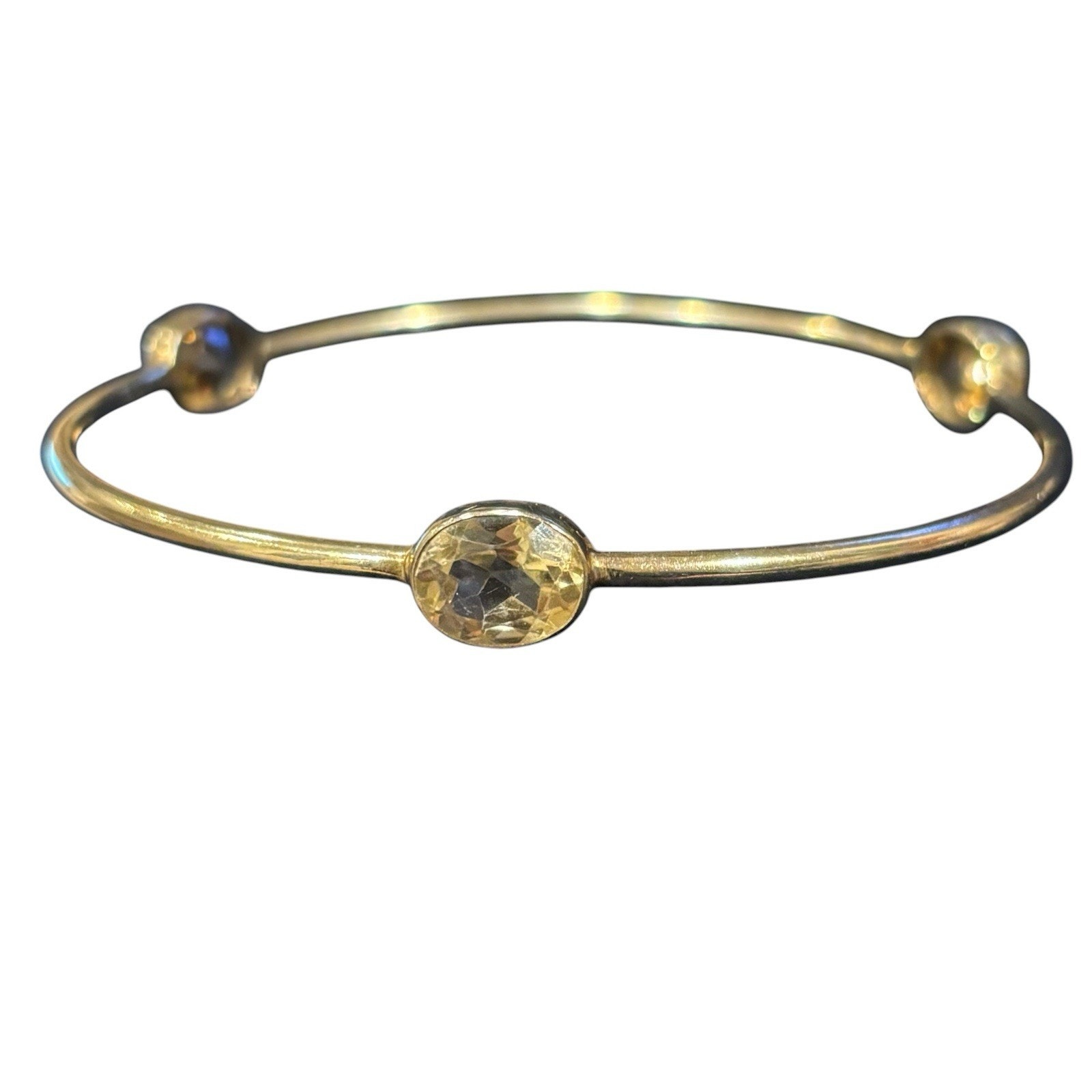 925 Sterling Silver Citrine Bangle Bracelet Gold Vermeil